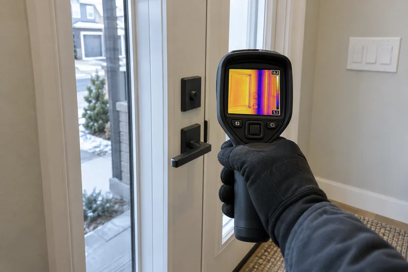 Thermal imaging at a townhouse exterior door