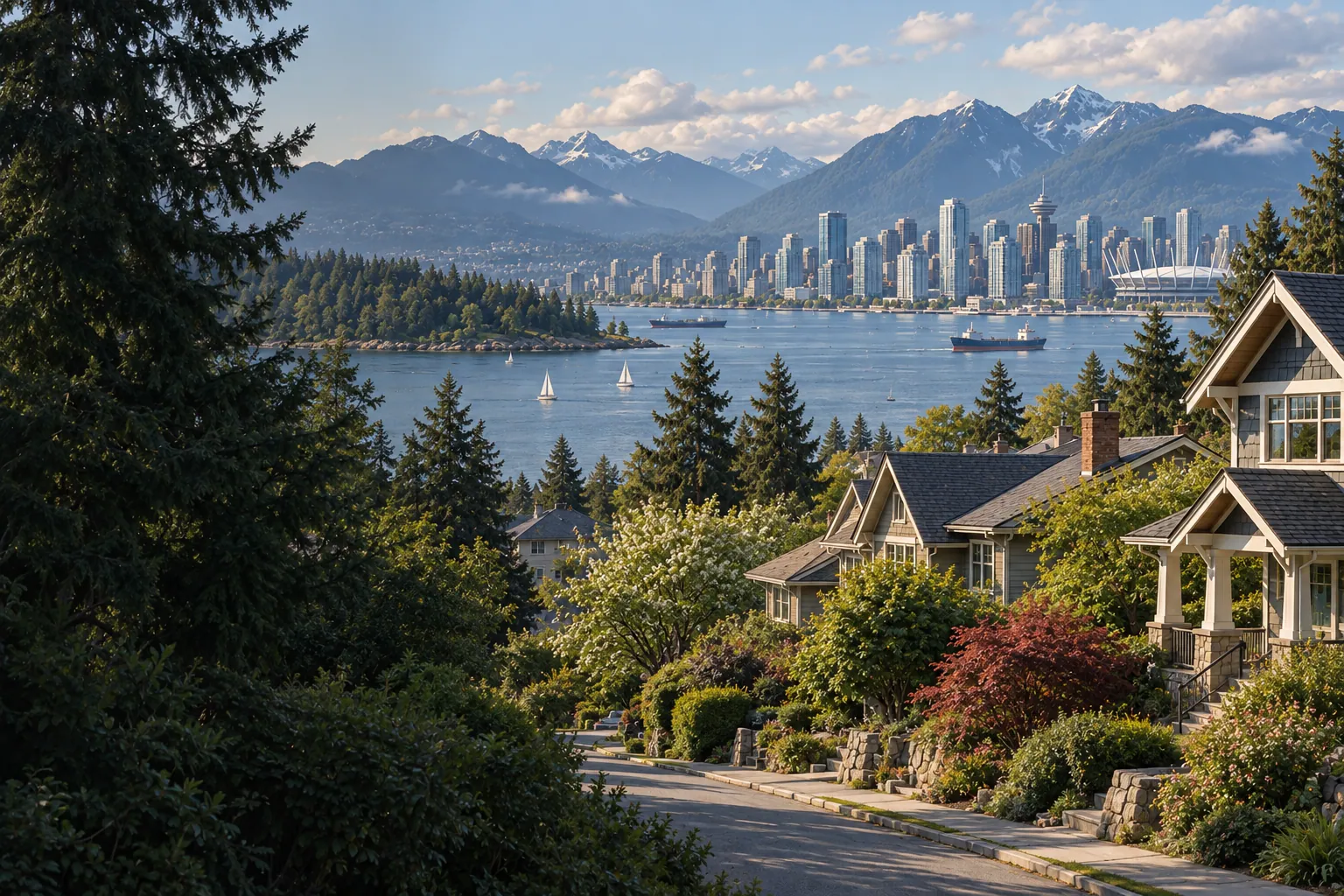 Photorealistic scene inspired by Vancouver, British Columbia
