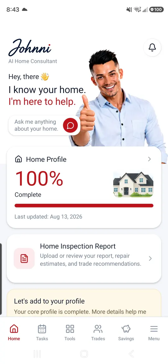 Johnni personalized home dashboard