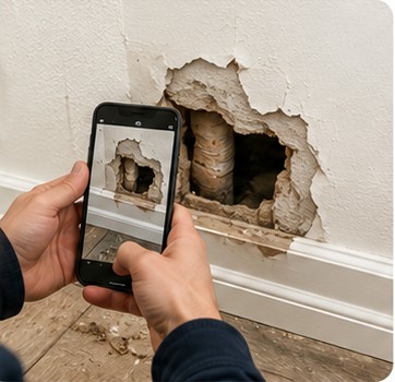 Photographing a wall defect with the app